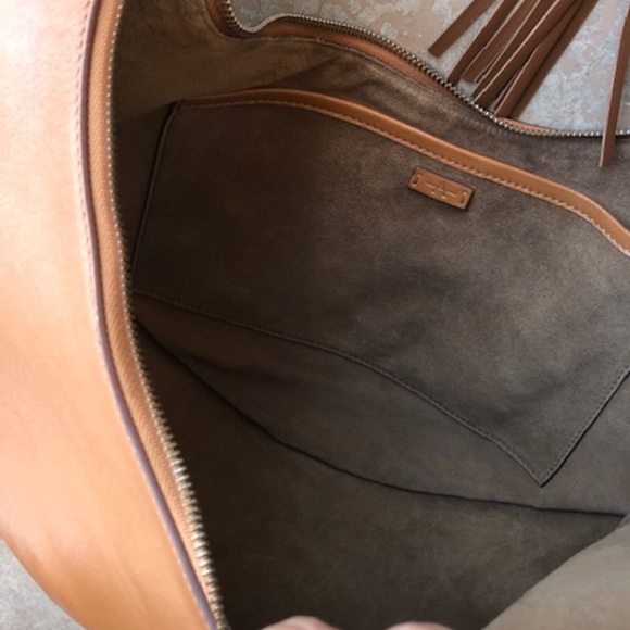 Aquatalia Leather Tassle Embossed Handle Hobo Bag - Picture 6 of 8